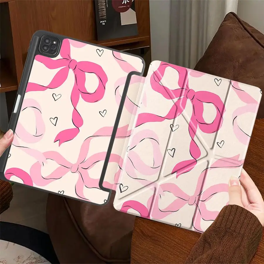 

Holder Cover Tablet Case For iPad Mini 6 7 Pro 11th 10th 9th 8th 7th 12.9inch Air 4 5 M3 M2 M4 11inch Pro 2025 Pinkl Bow