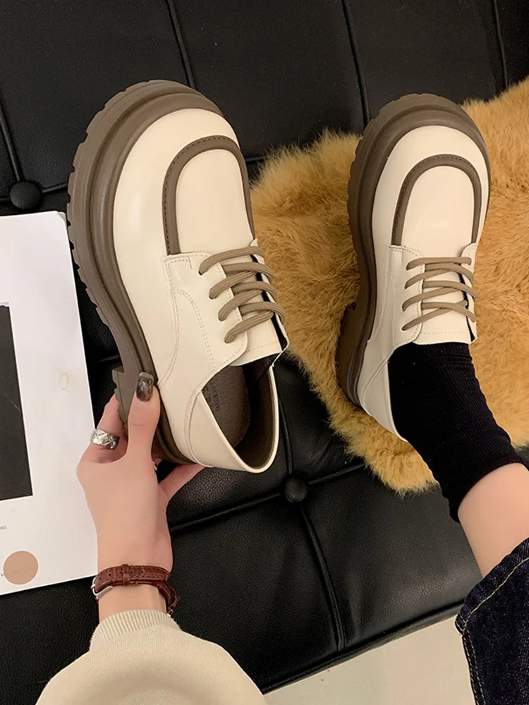 Shoes Woman Comfortable And Elegant Round Toe Oxfords Casual Female Sneakers Loafers With Fur British Style Autumn Clogs Platfor