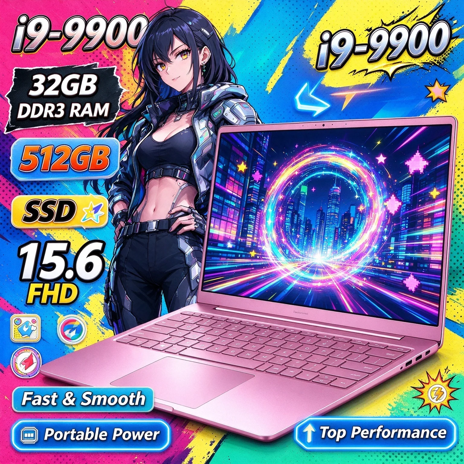 Intel I9 9900 Ultra Thin Portable New 15.6 Inch Window 4K HD 16GB RAM 1TB 2TB SSD Laptop Gaming & Business Notebook Computer
