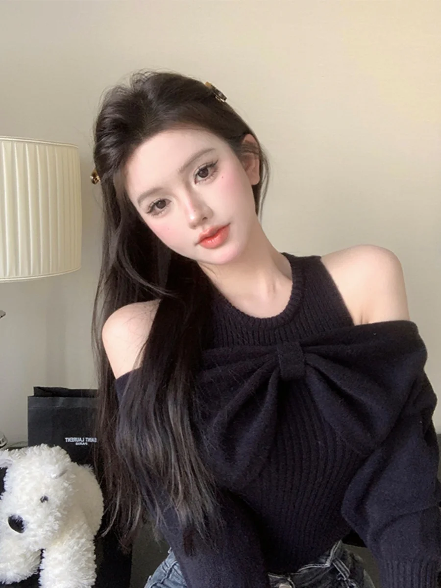 Sweaters Jumpers Pullovers Womens Women Knitted Suit Curve Clothing Woman Mock Two-Pieces BF Y2K Work Lady OL Professional Sport view 2