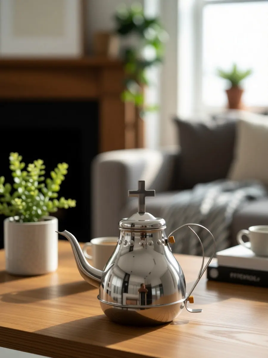 Stainless Steel Vintage Communion Kettle with Ergonomic Handle for Precise Pouring