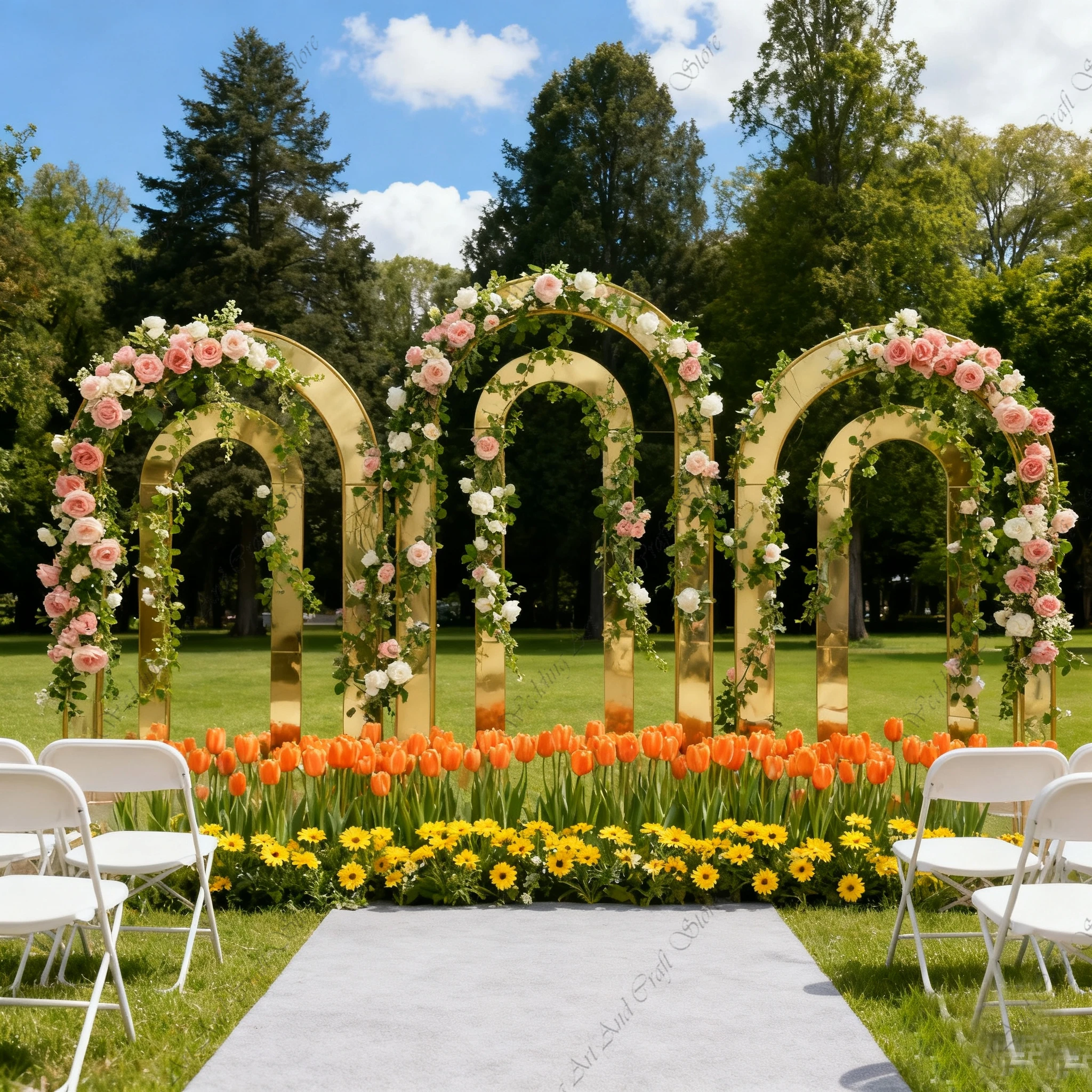 

1pcs 2/2.2M f30 Gold Mirror Wedding Arch Backdrop Stainless Steel Stand Gold Metal Flower Rack Party Wedding Background Arch ivy