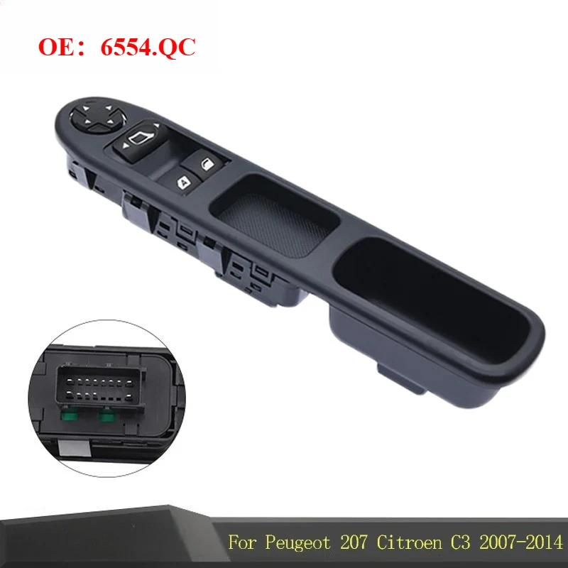 6554QC Car Electric Power Window Control Switch For Peugeot 207 Citroen C3 Picasso 2007-2014 Regulator Lifting Button 6554.QC