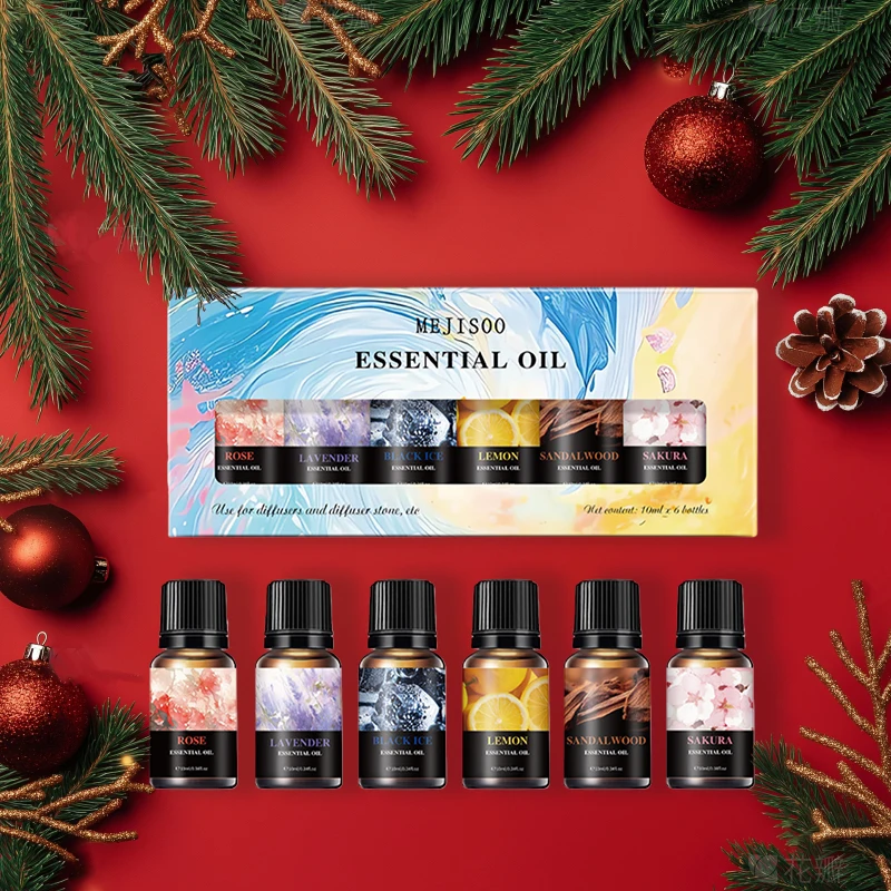 6-Piece Water-Soluble Aromatherapy Essential Oil Set Long-Lasting Fragrance Lavender, Lemon, and Rose Scented Essential Oils