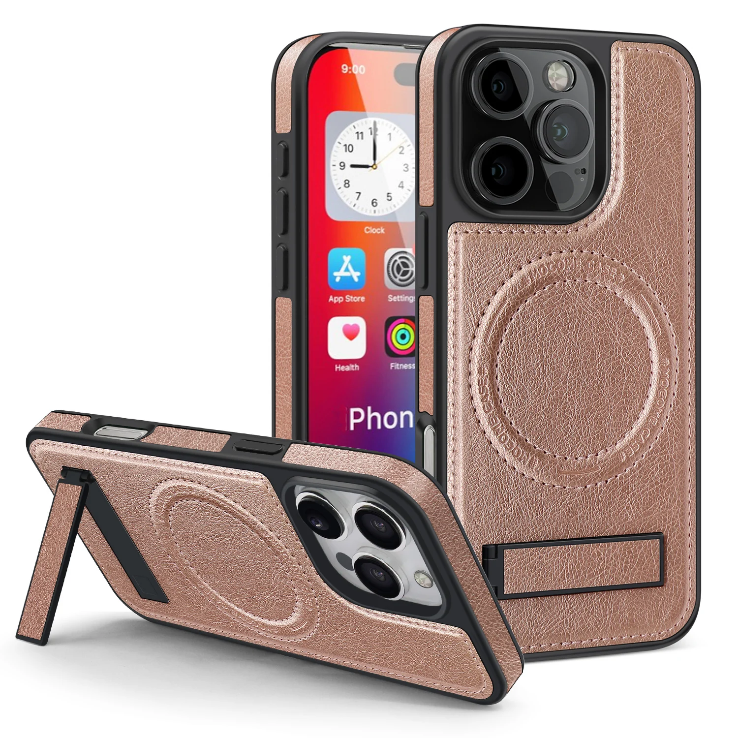 

Luxury Magnetic Wireless Charging Leather Holder Phone Case For iPhone 16 15 14 13 12 11 Pro max Plus Folding Stand Cover