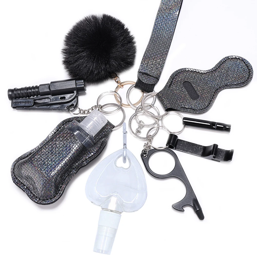 10 قطعة/المجموعة الدفاع عن النفس للنساء سلامة المفاتيح ، نافذة قواطع رذاذ زجاجة أحمر الشفاه حامل المفاتيح اكسسوارات للنساء #6