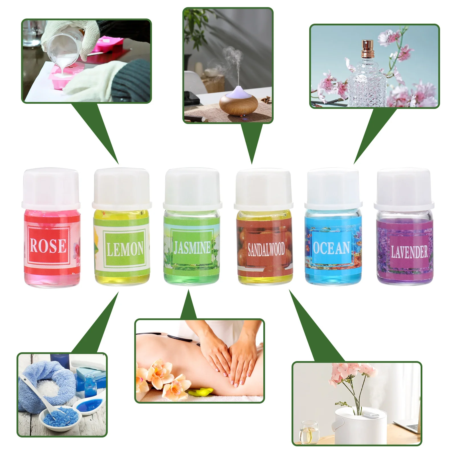 

6Pcs 3Ml Aromatherapy Oil Kit Natural Fragrant Essential Oils for Relaxation Diffusion Oil Burner Perfume Blends Home Spa and