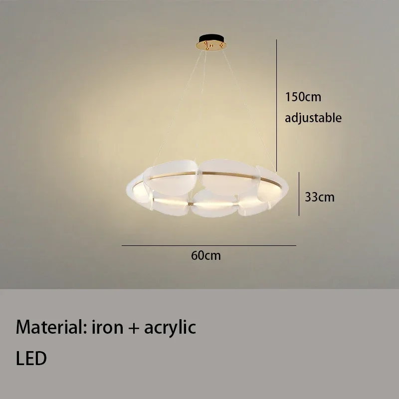 Noordse bladkroonluchter Design Creatieve Acryl LED Hanglamp voor Woonkamer Slaapkamer Hotellobby Ringvormige Bloemblaadjes Hanglamp