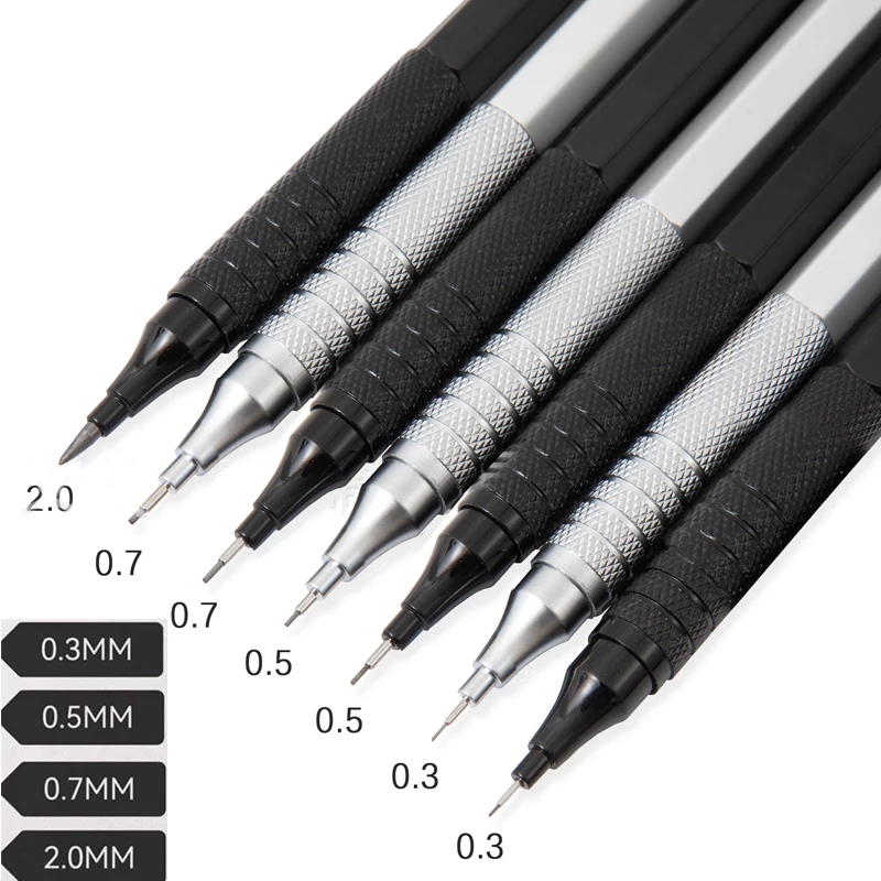 

0.3/0.5/0.7/2.0mm Mechanical Pencil Set Metal Art Drawing Painting Automatic Pencil Office School Supply Writing Art Supplies