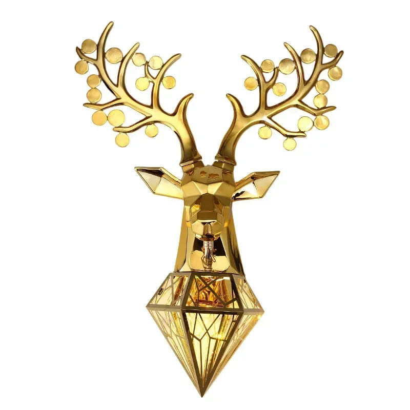 Contemporary Sika Deer Wall Lamp Personalized And Creative Living Room Bedroom Hallway Aisle Decoration Light