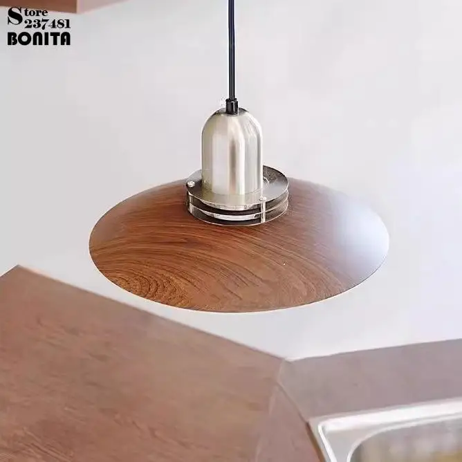 3 Heads UFO Chandelier - Retro Industrial Hanging Light for Restaurant, with Walnut Iron & Brushed Nickel, Includes 3-Color Bulb