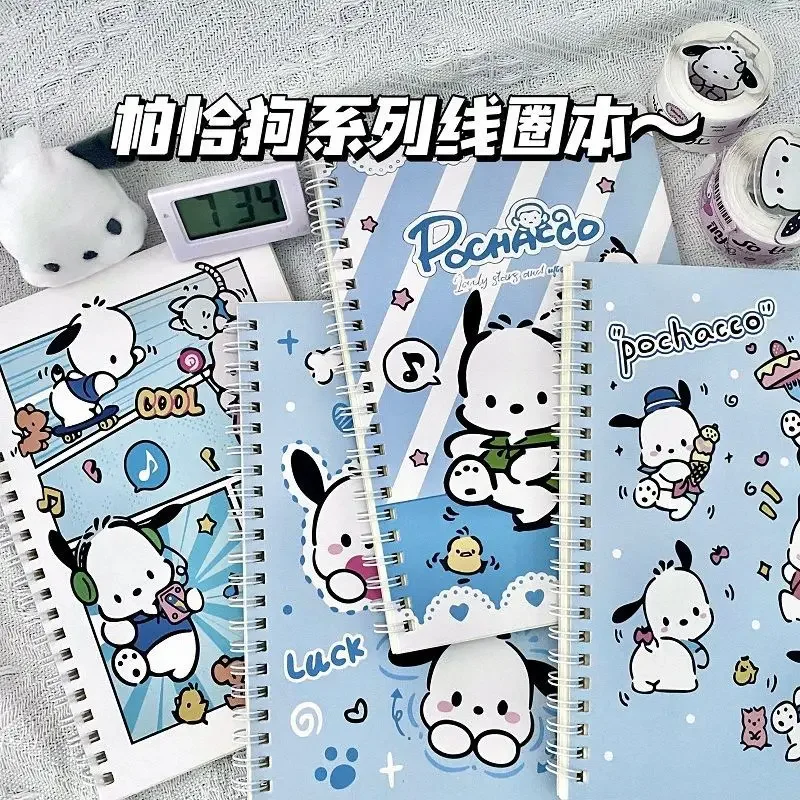 sanrio cartoon coil notebook caderno bonito do estudante hello kitty cinnamonll a5 conjunto de livros novo 2024 01