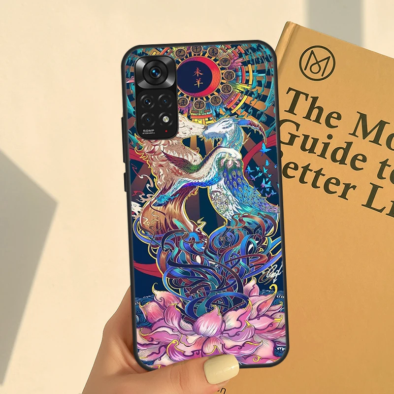 Chinese Zodiac Dragon Tiger For Redmi 10 10C 10A 9C 12C Phone Case For Redmi Note 12 11 10 9 8 Pro 8T 9S 10S 11S 12S