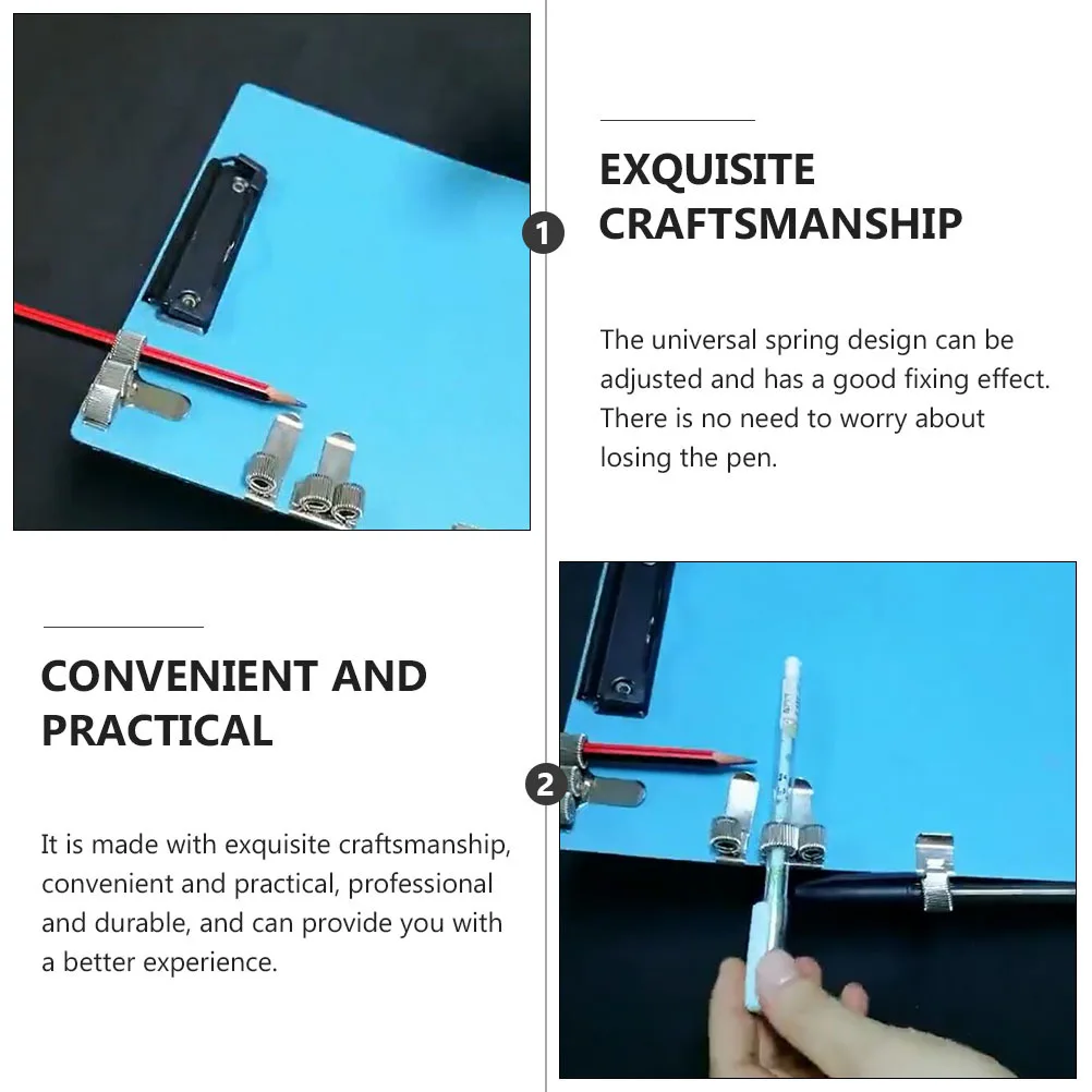 

2pcs Clip Metal Pen Holder Adjustable Spring For Double Pen Storage Small Portable Pencil Organizer Office School Desk Organizer