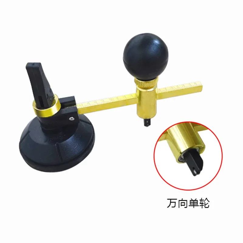 Glass Cutter 6 Wheel Compasses Circular Cutting with Suction Cup Circle Professional Glass Bottle Cutter Cutting Tools