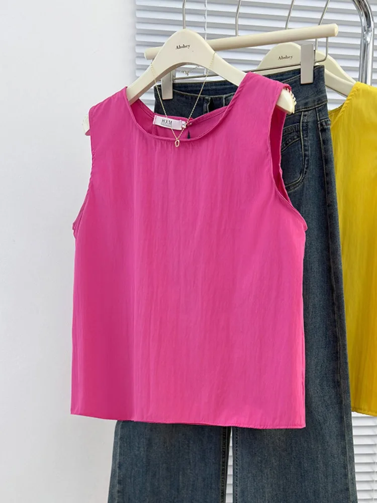 

Ele Pink Svel irt Vest Women's Loose Outerwear Summer New plus Size Slimming Top Commute Sle Korean Version