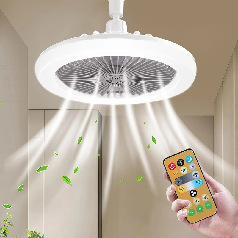 

Ceiling Fan with Lighting Ac85-265v, Lamp with Fans E27/26, Small Electric Lamps for Small Spaces, Bedroom, Home, Office