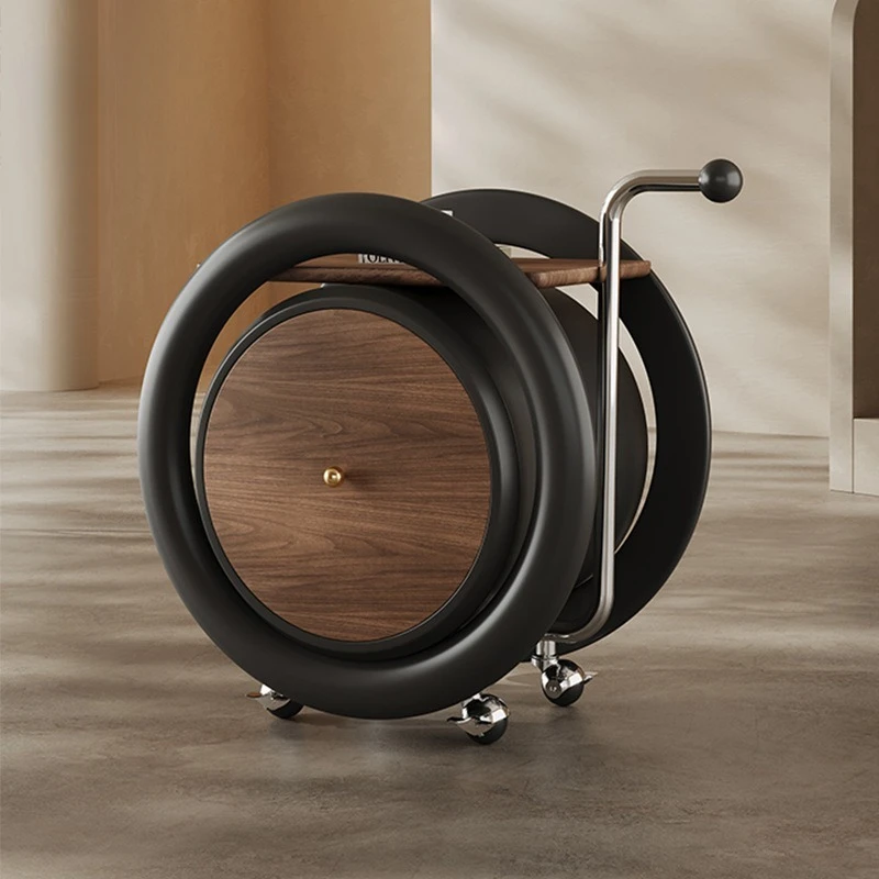 

Мобильный диван в стиле середины века, приставной столик, скандинавский креативный дизайнерский круглый журнальный столик на колесиках, мебель на тележке для гостиной FYCT