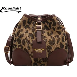 Brand design luxury ladies bucket PU shoulder bag single shoulder large capacity messenger Popular Leopard Print Handbag