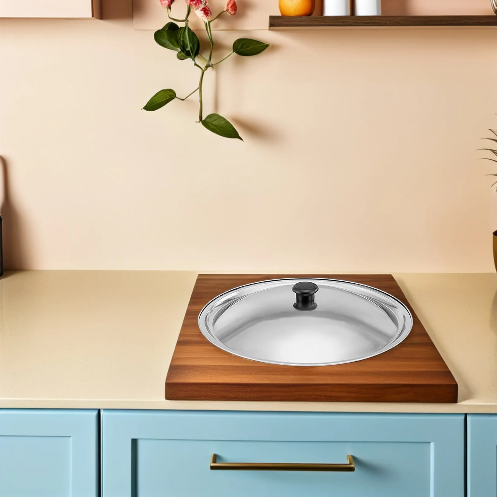 

1pc Universal Stainless Steel Pot Lid Replacement For Pan Skillet Wok 25.5Cm Ergonomic Knob Kitchen Accessory Grease