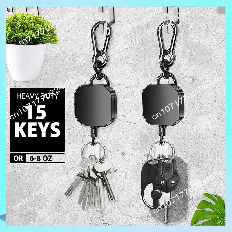 A17Z Keychain Heavy Duty Metal ID Badge Holder Key Reel Carabiner Keychain With Belt Clip
