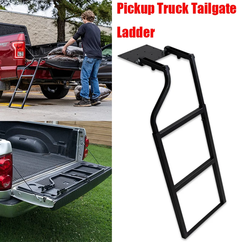 Pickup Truck Tailgate Ladder Truck Tailgate Ladder Foldable Compatible for Pickup Truck's Bed Aluminum Step Grip Plates