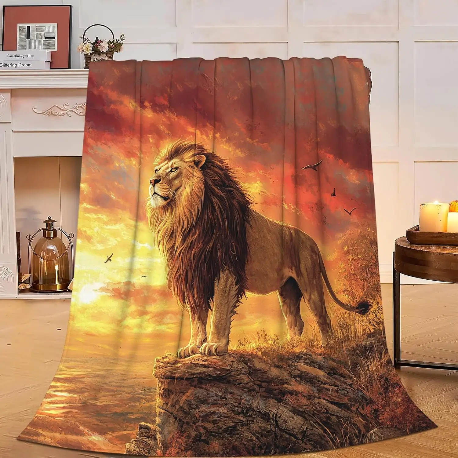 Lion Blanket Soft Cozy Lion Fleece Throw Blanket Warm Lightweight Animal Flannel Plush Bedding Stuff Decor Blankets Gifts for