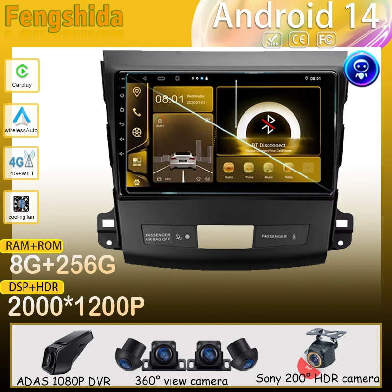 Auto Android Per Mitsubishi Outlander 2 Per Citroen C-Crosser Per Peugeot 4007 Radio Multimedia GPS Macchina Fotografica DVD Wifi di Navigazione 5G