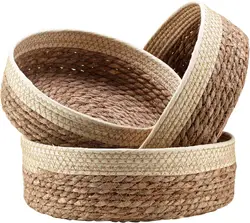 3 Size Woven Storage Basket, Organize Straw Cosmetics Storage Basket, Snack Food Storage Table Basket Made of Cattail Material