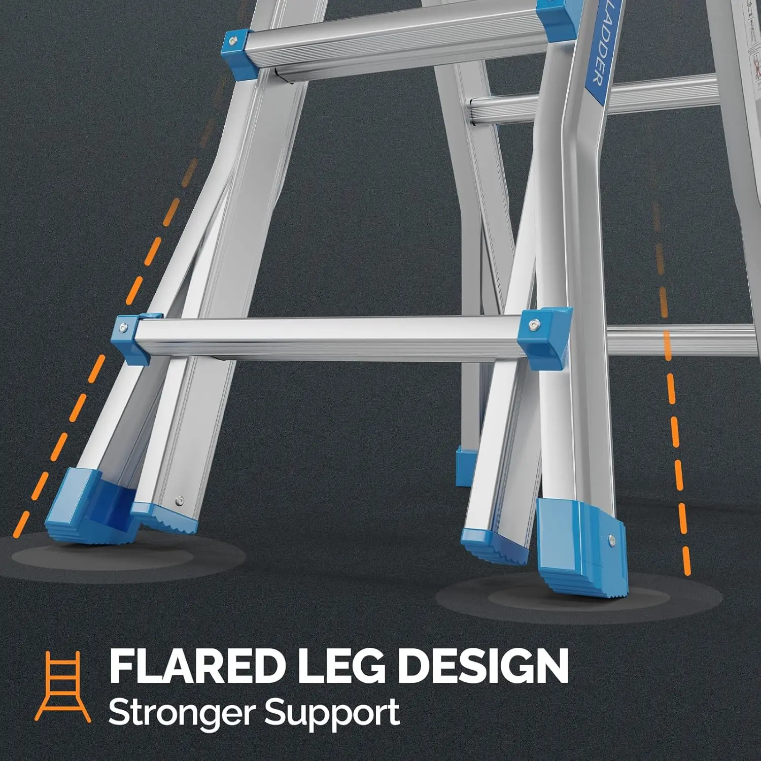 Ladder, A Frame 3 Step Ladder Telescoping Ladder, 13 ft Reach Height Muti Position Folding Ladder Flared Leg Design, 330 lbs Cap
