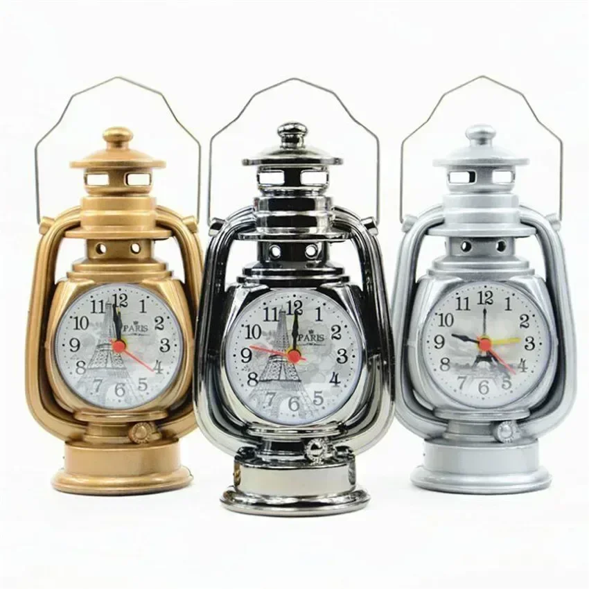 New Creative Retro Desktop Oil Lamp Style Small Alarm Clock Home Living Room Bedroom Desk Clock