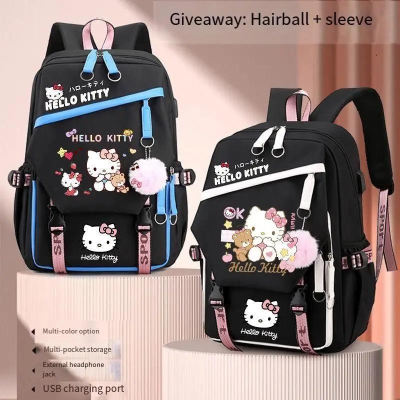 Cartoon Sanrio Childrens Backpack Cute Hellokitty Junior High School Girls Simple Large Capacity Stationery Storage School Bag