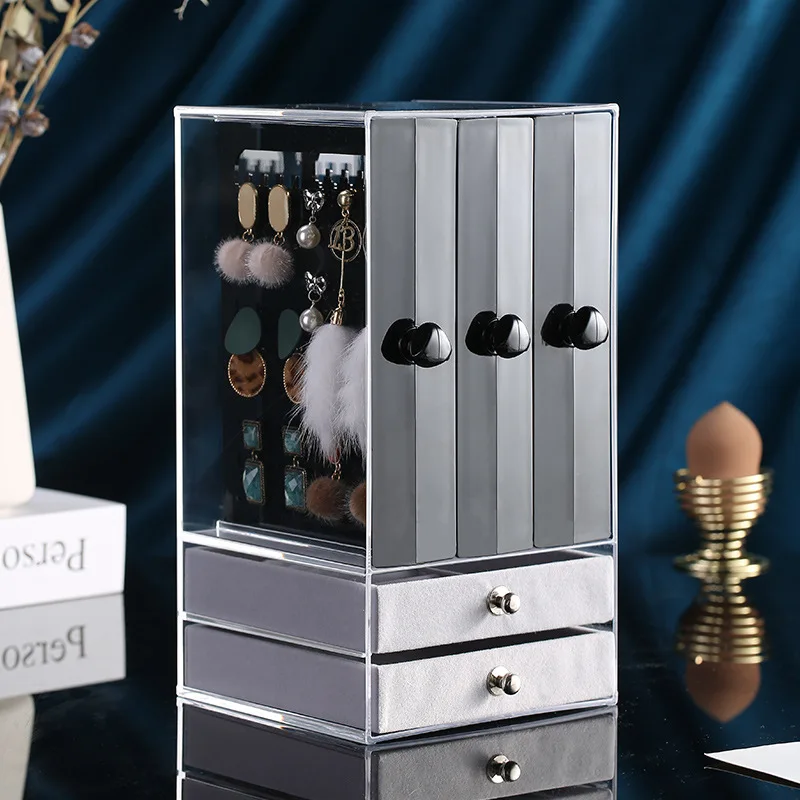 Luxury Transparent Acrylic Jewelry Storage Box Earrings Display Case Nordic Jewelry Storage Box Large Capacity 360 Drawer Gift