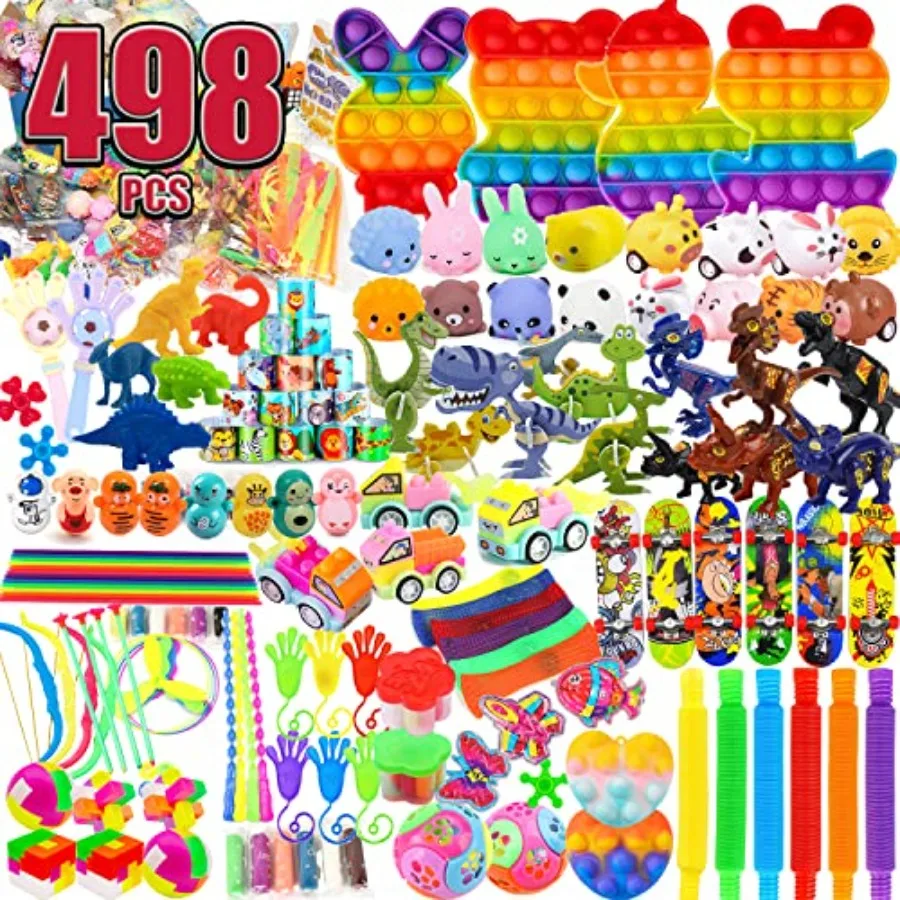 

498 шт. Премиум-подарки для вечеринок для детей 3-10 лет, ассортимент игрушек для праздников, наполнители для подарочных пакетов, призы для класса, наполнители для сундуков с сокровищами, подарки на день рождения