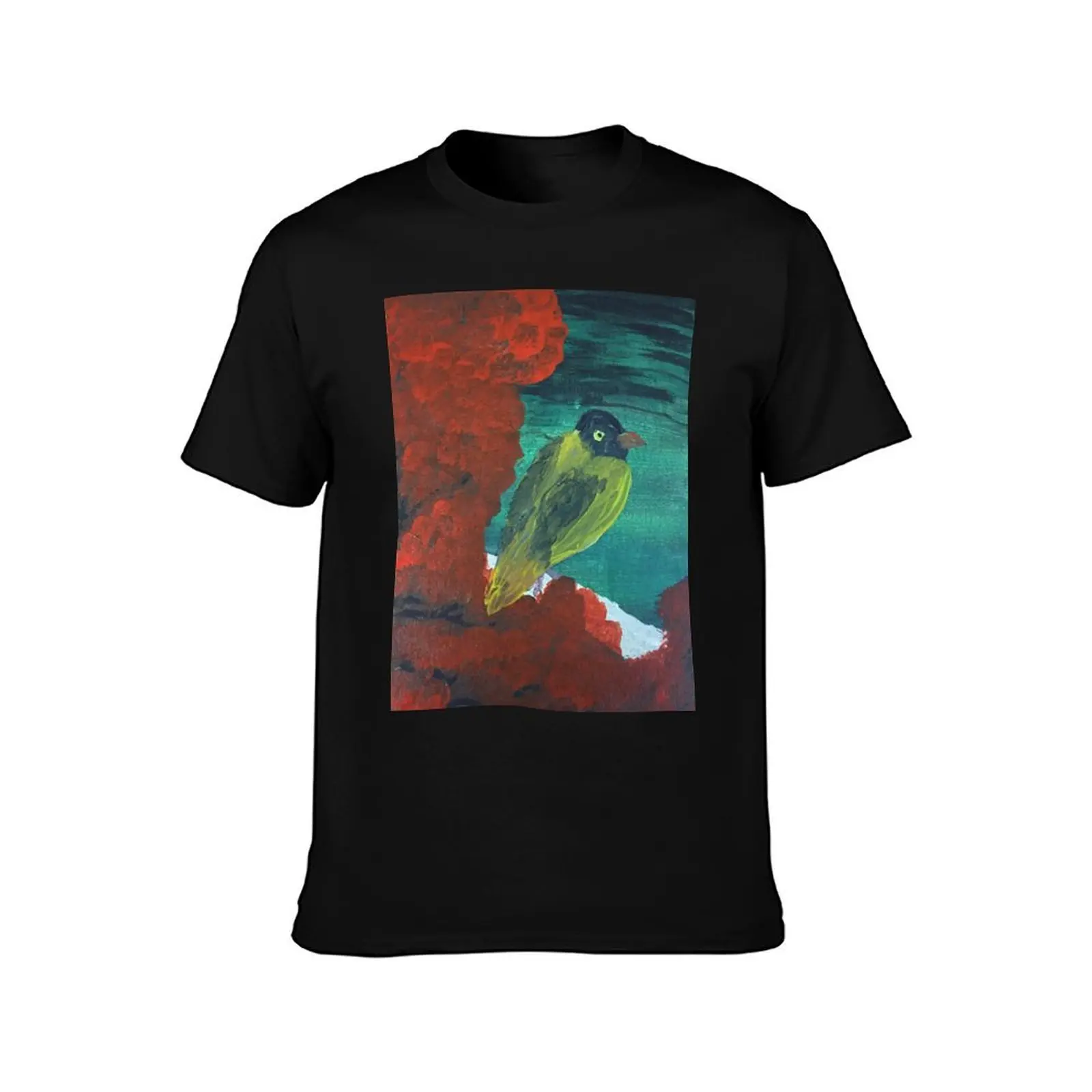 Yellow Finch on a Limb T-Shirt Summer Casual Cotton Tee Oversized Streetwear Tops Vintage Graphic Print Unisex Men Women