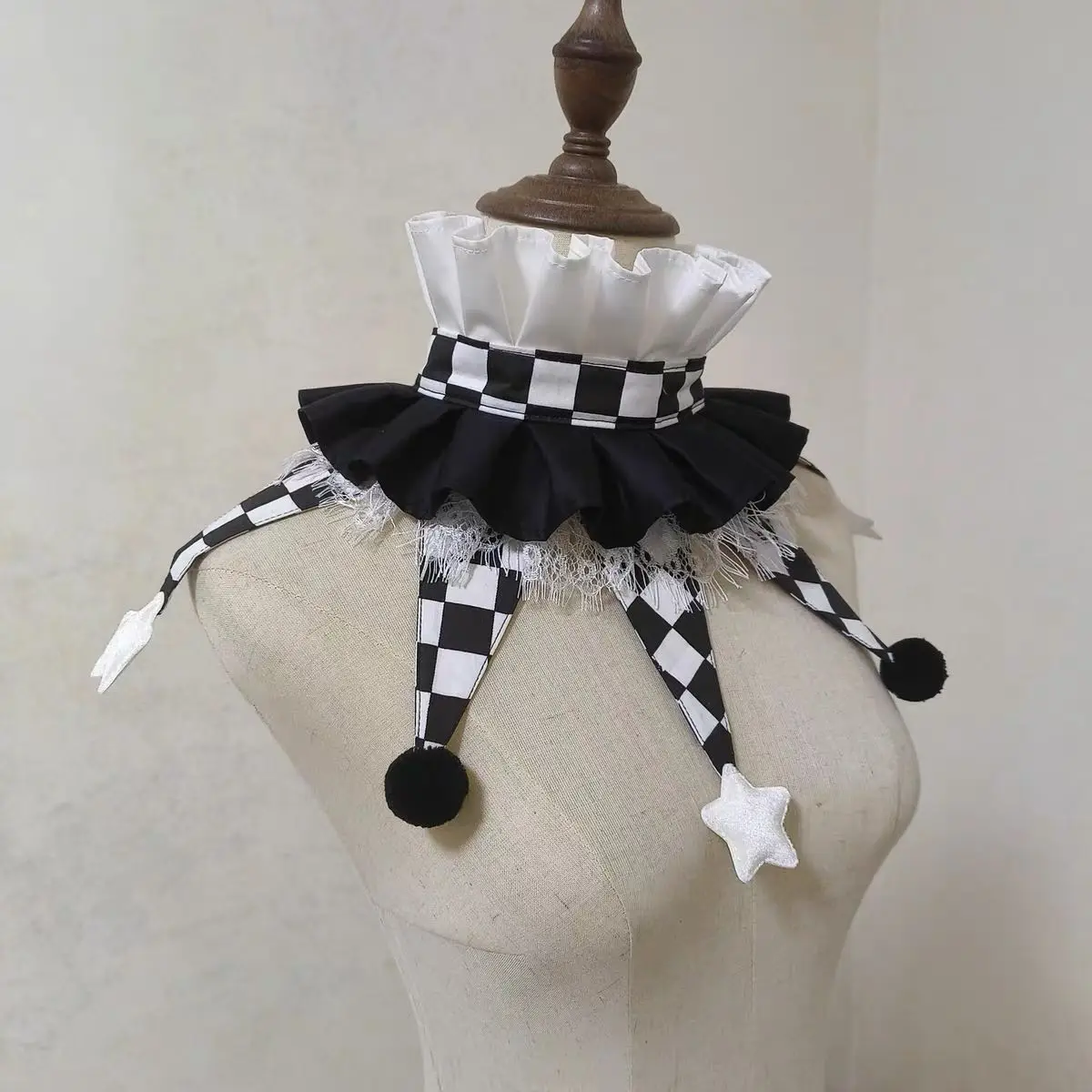 手作りハロウィンカラフルなピエロチョーカーかわいい着用おとぎ話スタイルピエロの首輪-cos-ステージピエロラフ首輪