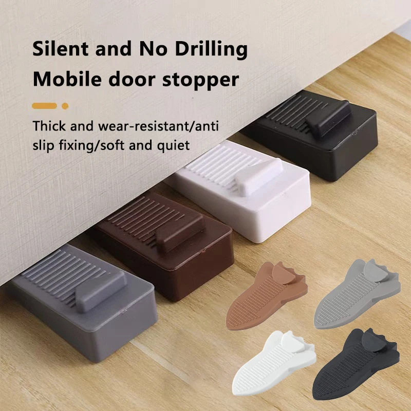 1Pcs Safety Rubber Door Stop Stoppers Block Wedge Doorstops Door Stopper Home Office Door Rear Retainer Anti-collision Stop