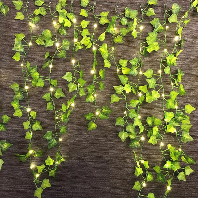 

Solar Ivy String Lights LED Outdoor Artificial Vine Christmas Garland Fairy String Plant Lamp Maple Leaf Green Rattan String