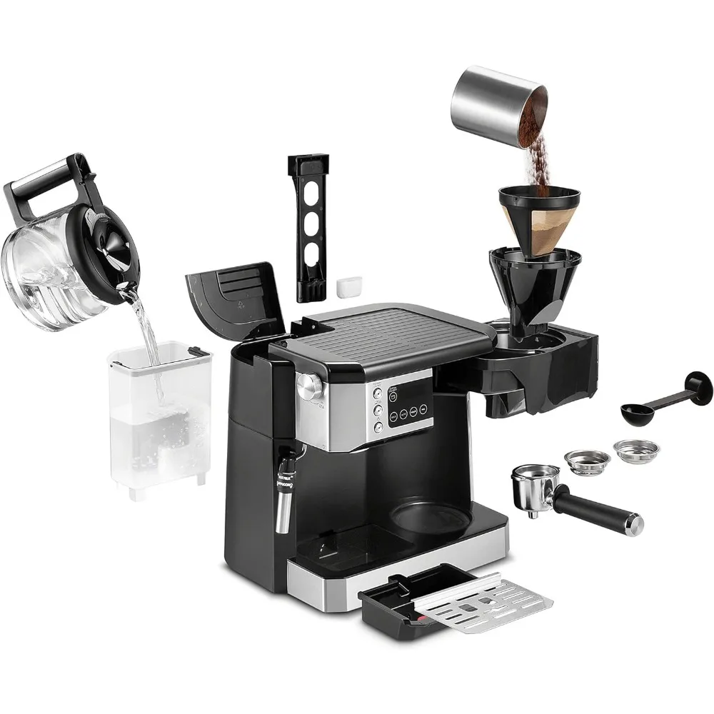 Adjustable Milk Frother for Cappuccino & Lattel # All-in-One Combination Coffee Maker & Espresso Machine + Advanced