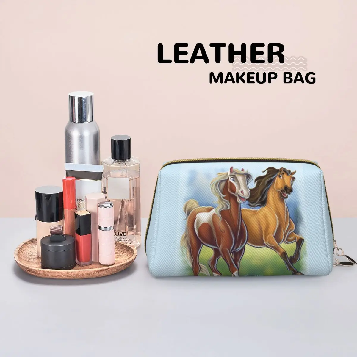 Spirit And Rain Women Cosmetic Bag Travel Makeup Organizer Pouch Toiletry Storage Dopp Kit Box