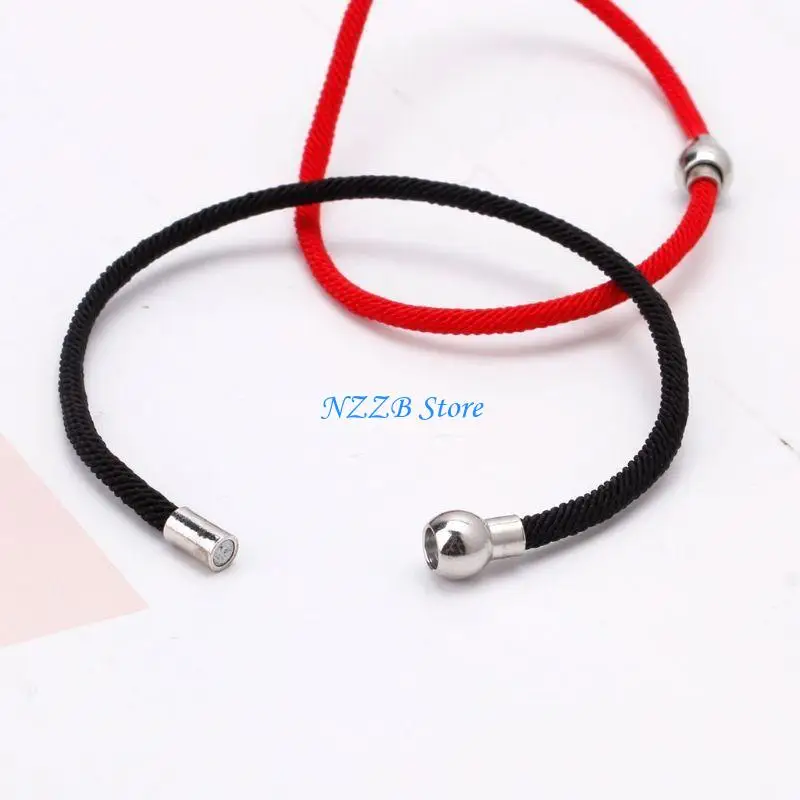 

T21F Fashion Kabbalah Bracelet Handmade Red Black Braided String Bracelets with Clasp Good Luck Bracelet for Teens