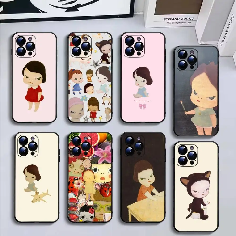 

Art Y-Yoshitomo N-Nara Phone Case For iPhone16,15,14,13,12,11 Plus,Pro Max,XS,X,XR,SE,Mini,8,7,Soft Black Cover