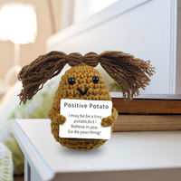 Funny Positive Potato with Card Knitting Inspired Toy Creative Inspirational Crochet Dolls Birthday Gifts for Friends