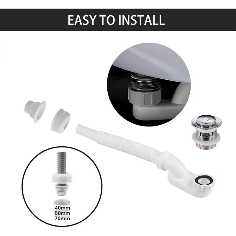 【تخفيضات جديدة】أنبوب تصريف حوض الاستحمام المرن، مجموعة أنابيب صرف مسطحة مانعة للتسرب 1 1/2 P، استنزاف مرن قائم بذاته لـ Ba