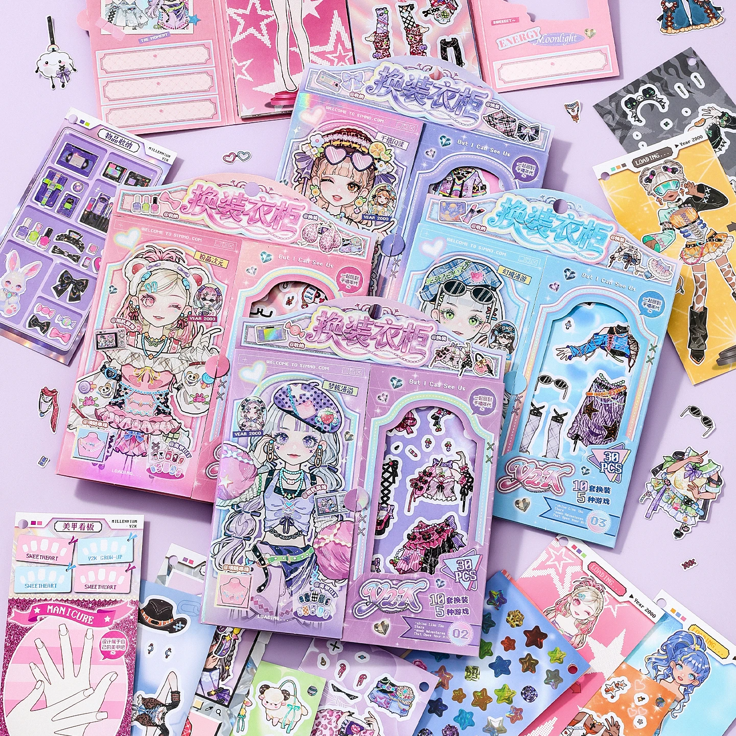 Journal GO 30pcs Dress Up Girls Stickers DIY Cartoon Girl  Clothes Change Kawaii Toys Children Birthday Party Decor Gifts