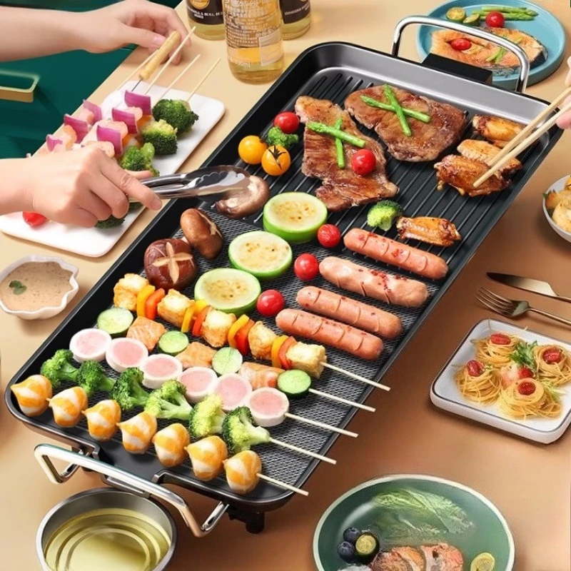

1350W Home Electric Grill 5-Speed Temperature Control Low Smoke Korean Style Multi Function Indoor Griddle Electric baking pan