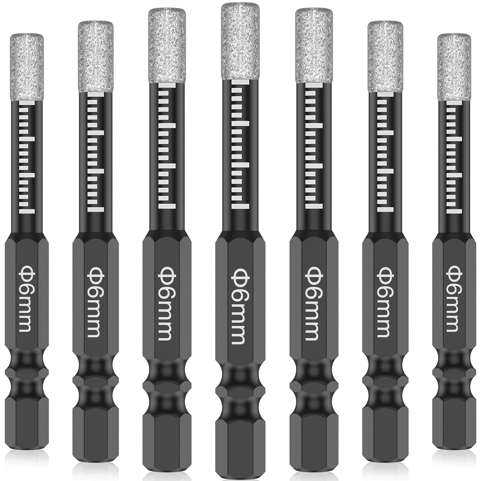 

Набор алмазных сверл 6 мм (7/10/14 шт.) для сухого сверления, вакуумной пайки, с быстросменным шестигранным хвостовиком, для керамогранита и гранита