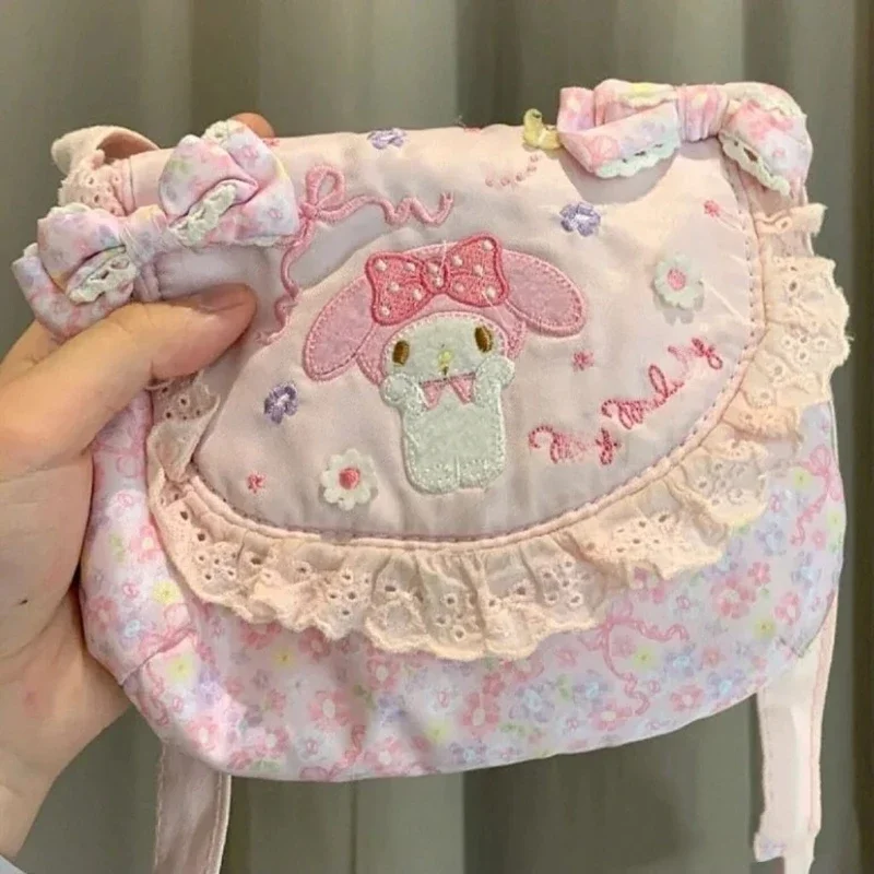 

Cute cartoon character My Melody Japanese shoulder bag Kawaii girl embroidered lace Sweet and simple crossbody bag Holiday gift