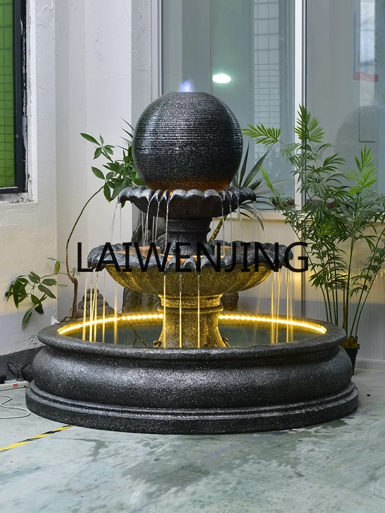 Large transshipment round ball flowing water ornament outdoor courtyard fish pond landscape rockery lucky waterscape decoration