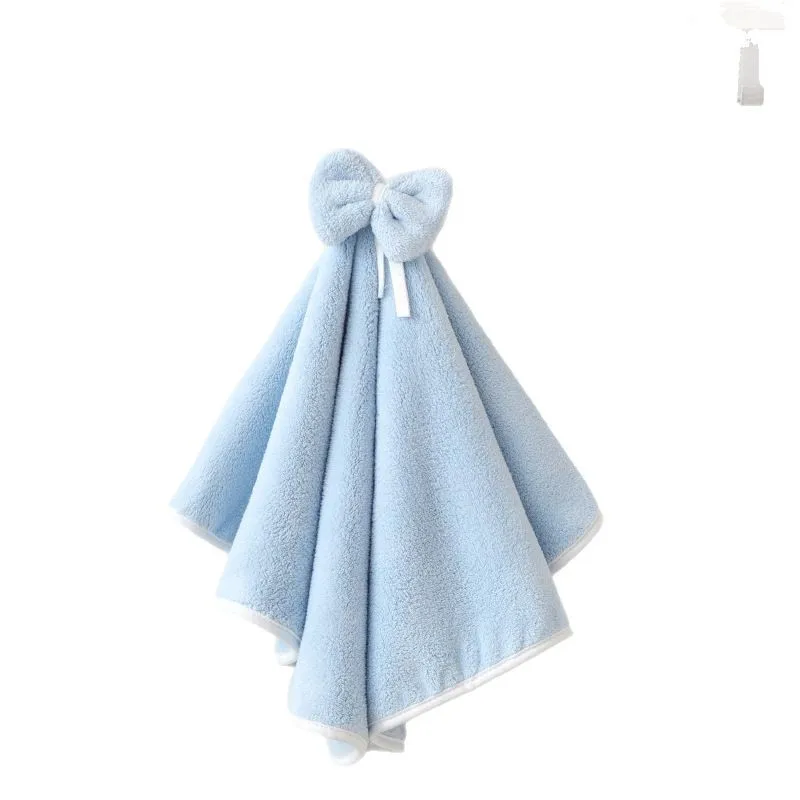 

Absorbent Hanging Hand Towels Soft Coral Fleece Cute Bowknot Design Quick Drying Kitchen Cloths Bathroom